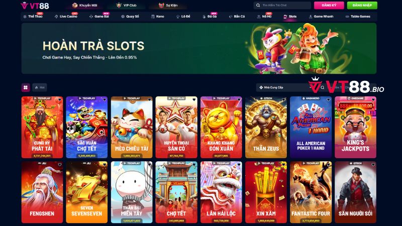 Top 5 tựa game slot hay nhất tại VT88