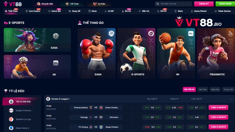 Các tựa game thể thao ảo tại nhà cái VT88